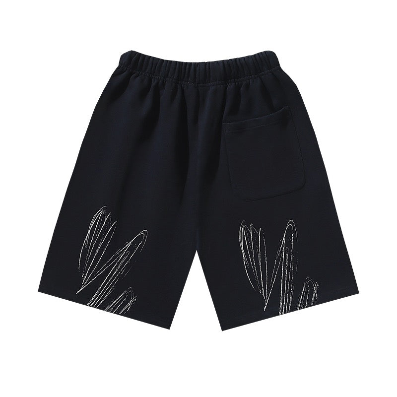 Black Cotton Text Logo Drawstring - Men's
