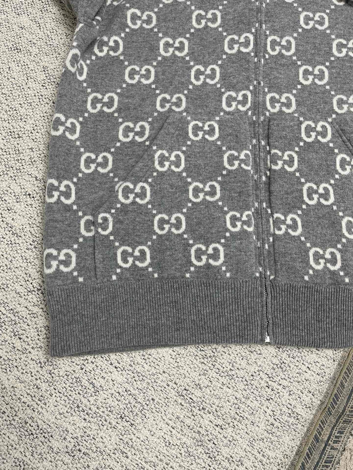 Grey Knit Monogram Zip-Through - Men's
