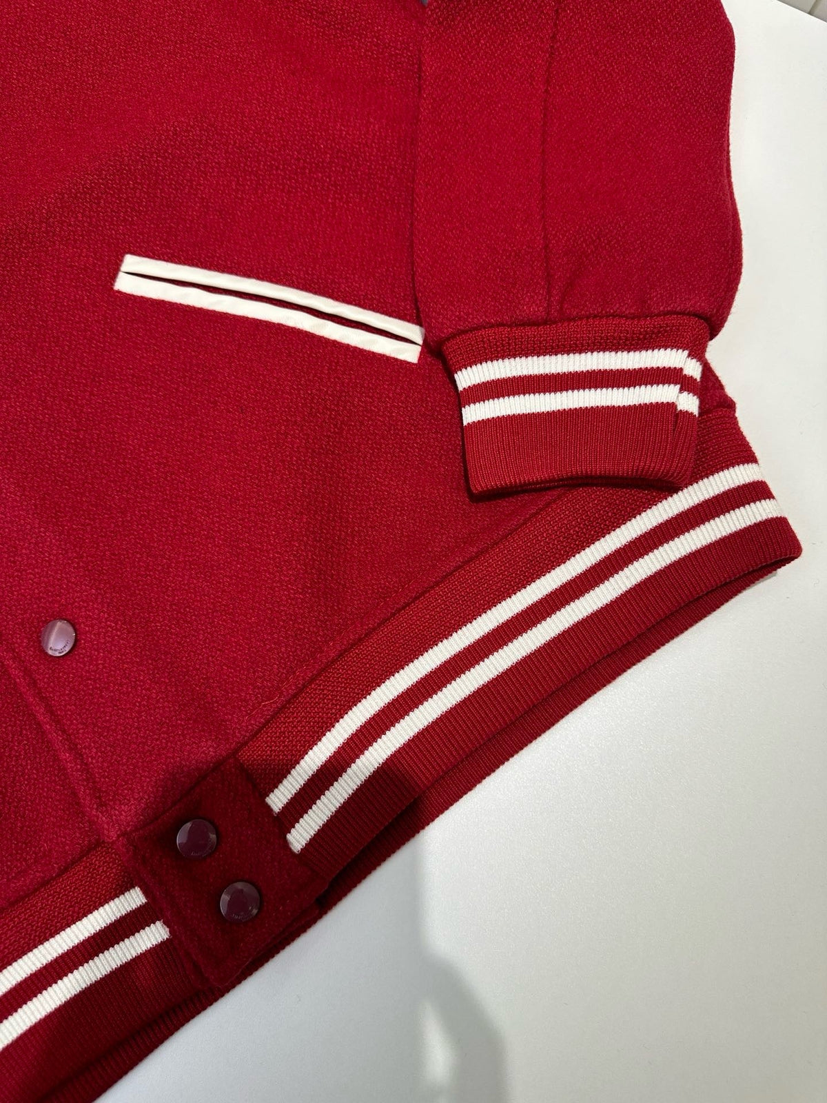 Navy Wool Striped Trim Varsity – Herren
