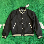 Navy Wool Contrast Trim Varsity - Men's