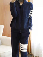 4-Bar Zip Grey Hoodie - Men's
