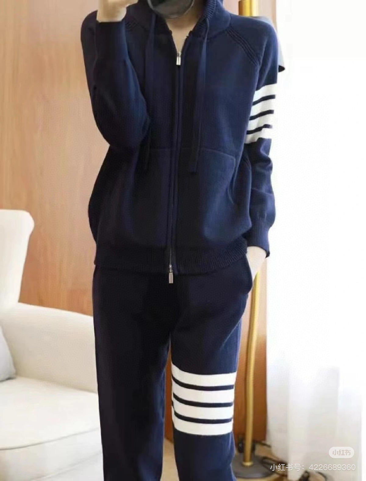 4-Bar Zip Grey Hoodie - Men's