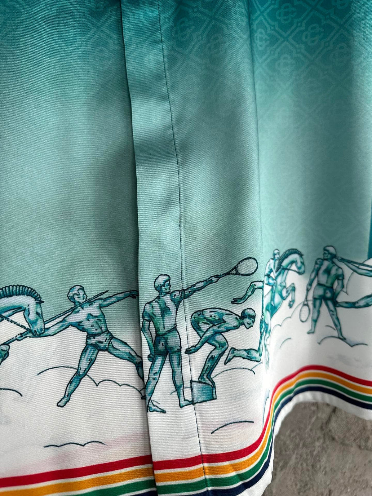 Teal Gradient Silk Shirt - Men's
