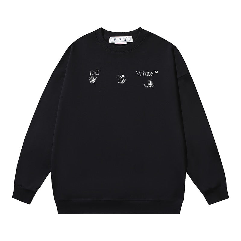Schwarzes Crewneck mit Baumwollmotiv – Herren