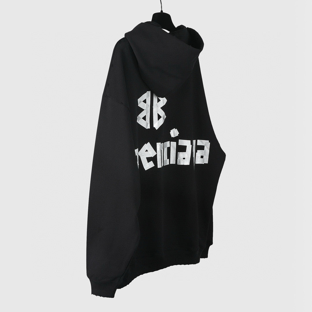 Schwarzer Pullover aus Baumwolle mit Rückenprint – Herren