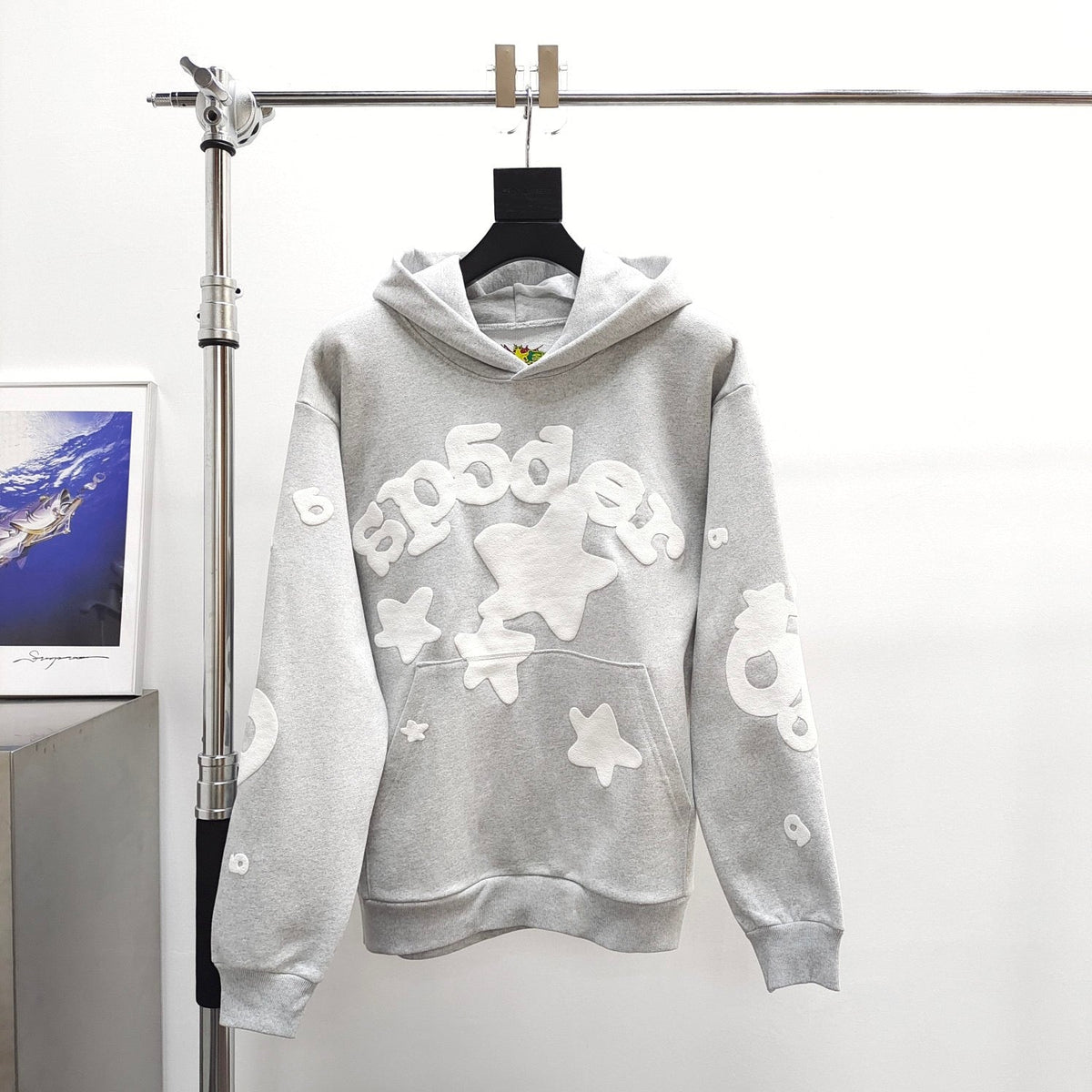 Grey Cotton Star Print Pullover - Men's