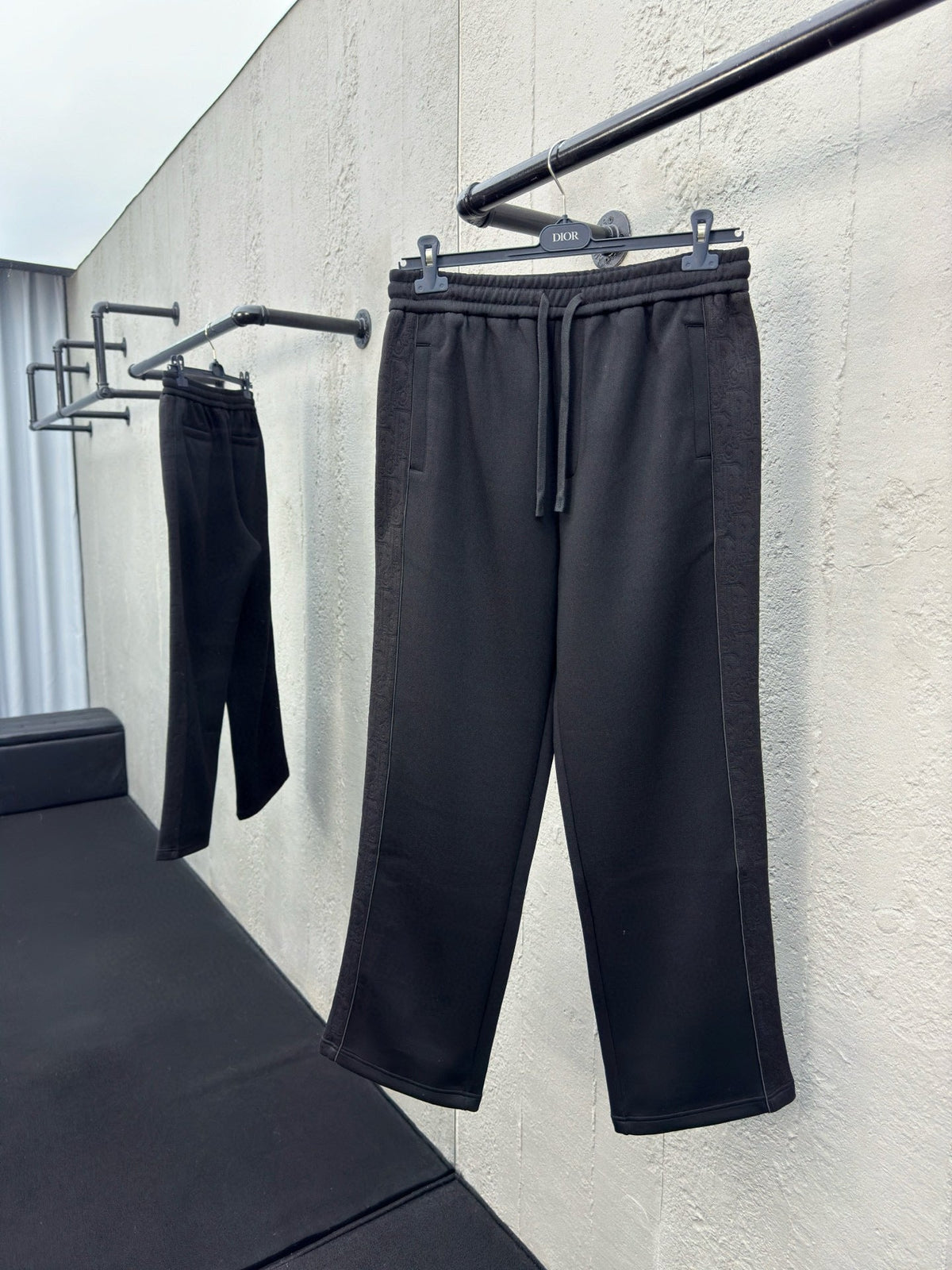 Black Cotton Elasticated Straight - Men's
