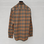 Beige Baumwoll-Langarmshirt mit Vintage Check – Herren