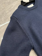 4-Bar Rundhals-Pullover Marineblau – Herren