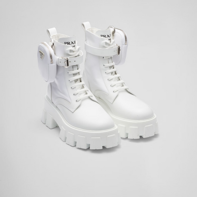 Monolith leather and Re-Nylon boots with pouch - LUX VERSE - Luxury designer fashion outlet