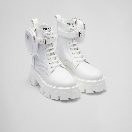 Monolith leather and Re-Nylon boots with pouch - LUX VERSE - Luxury designer fashion outlet