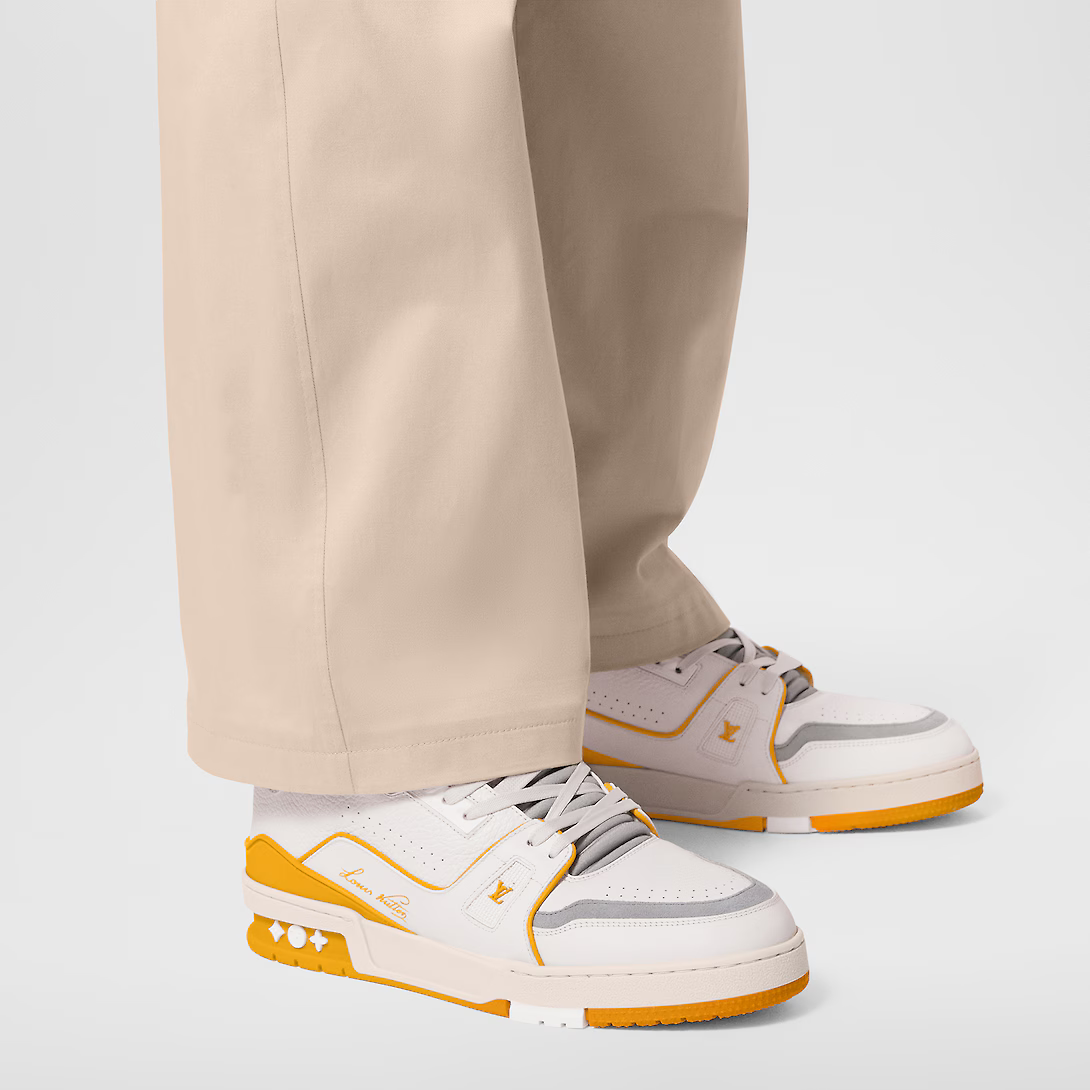 Louis Vuitton Trainer Velocity Sneaker – grained calf leather 7 hours of stitching for one pair Rubber outsole Initials on – LUX VERSE Luxury Designer Fashion Outlet