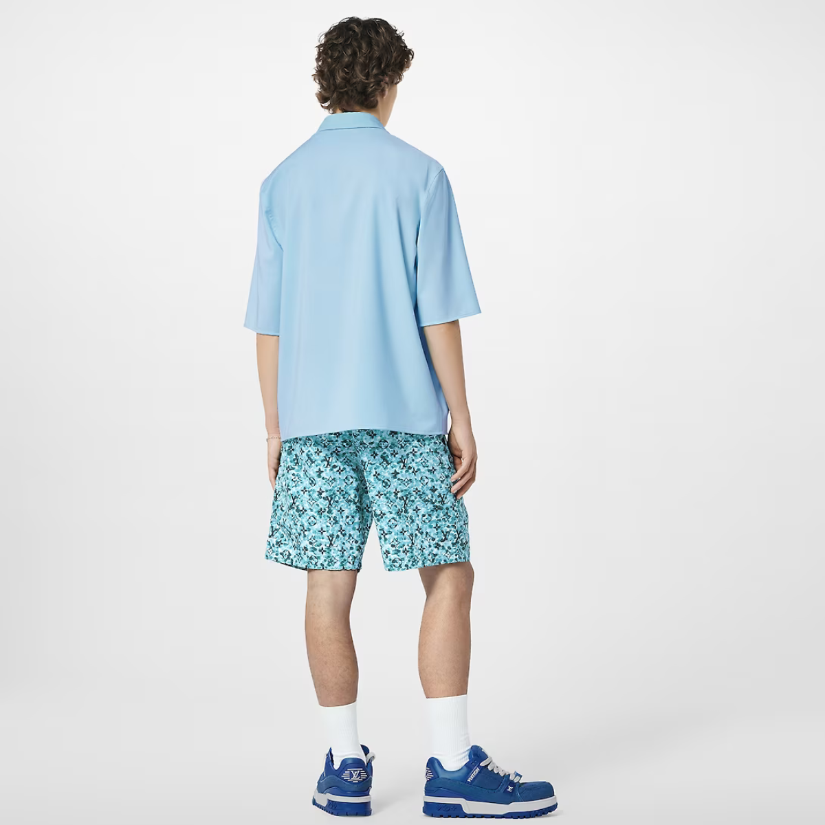 Printed Nylon Swim Shorts Vibrant Greeen – these summery swim shorts in vibrant green tones evoke dappled light on water – LUX VERSE Luxury Designer Fashion Outlet