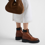 Leather and Re-Nylon booties – leather lining Hot-stamped logo Polyester laces Boot leg: 14 cm Monoblock rubber – LUX VERSE Luxury Designer Fashion Outlet