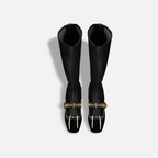 Belle-D Heeled Boot – a decorative strap adorned with a gold-finish CD metal pearl, inspired by the iconic – LUX VERSE Luxury Designer Fashion Outlet