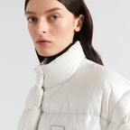 Re-Nylon cropped convertible down jacket – cropped fit Goose-down padding Stand-up collar Detachable sleeves Elasticized cuffs – LUX VERSE Luxury Designer Fashion Outlet