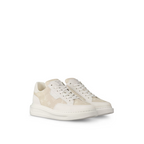 Beverly Hills Denim Sneaker – the script signature is embossed in silver on the leather trim around – LUX VERSE Luxury Designer Fashion Outlet