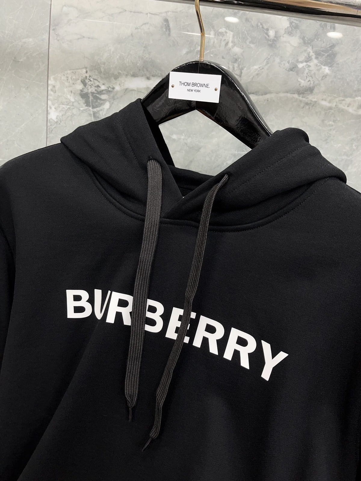 Black Cotton Bold Text Pullover - Men's