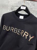Navy Cotton Embossed Text Crewneck - Men's