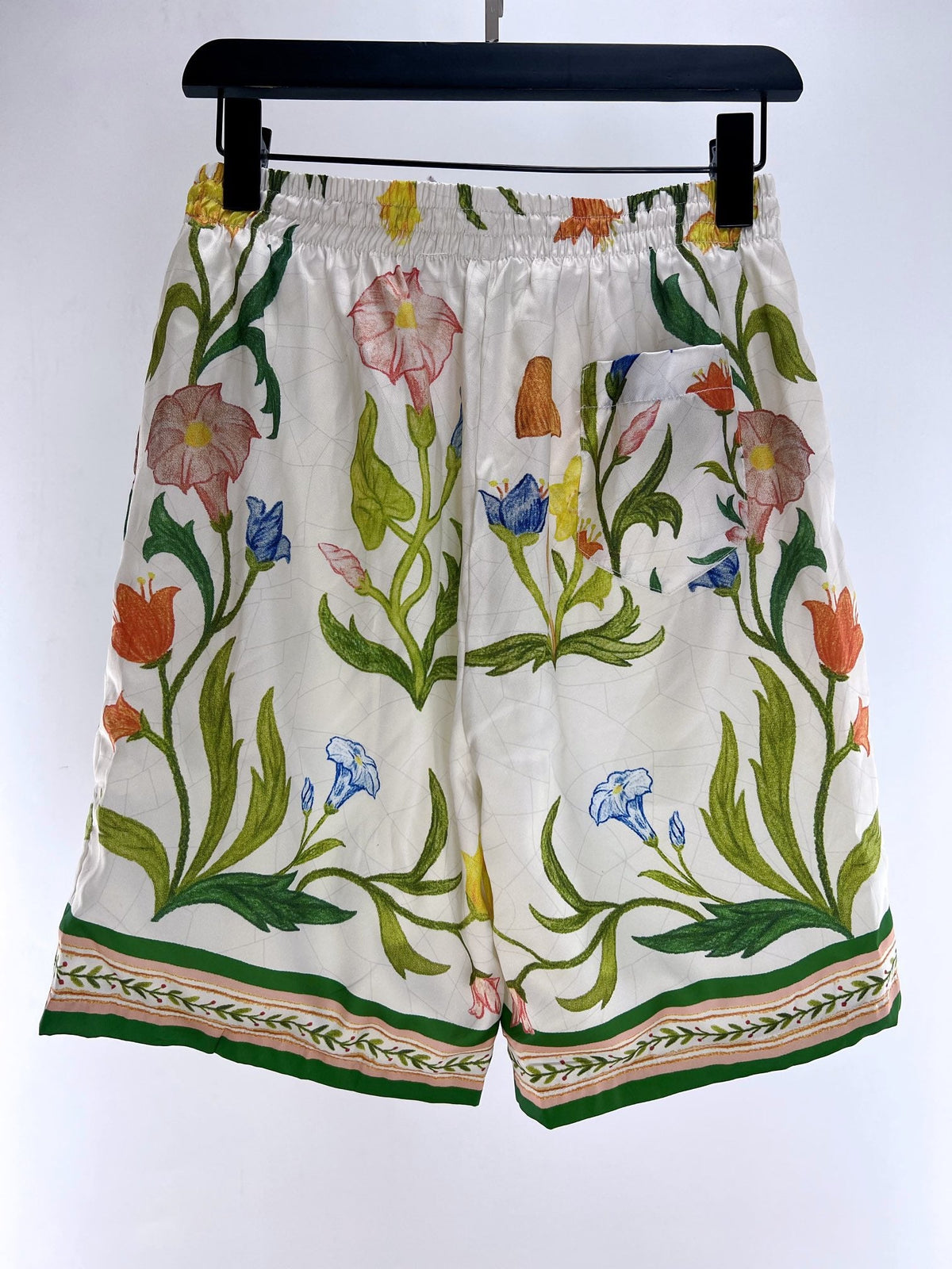 Botanical Print Silk Shorts - Men's