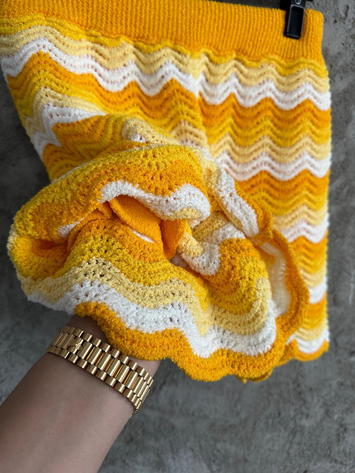 Yellow Knit Chevron Drawstring - Men's