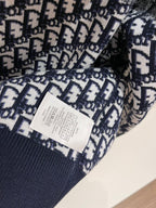 Marineblaues Jacquard-Monogramm-Panel-Rundhals-Sweatshirt – Herren