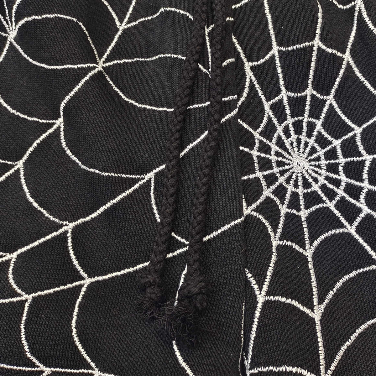 Black Cotton Web Print Joggers - Men's