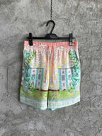 Scenic Print Silk Shorts - Men's