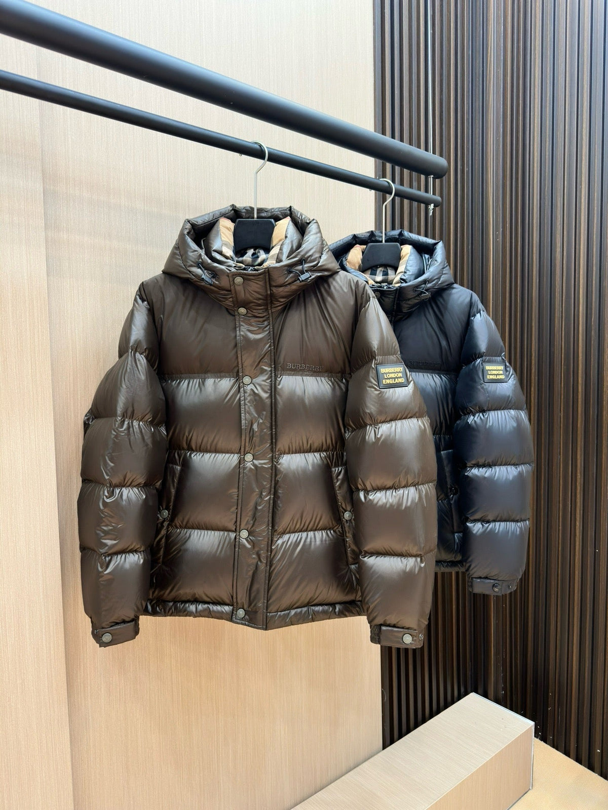 Dark Blue and Black Puffer Jacket - Men's