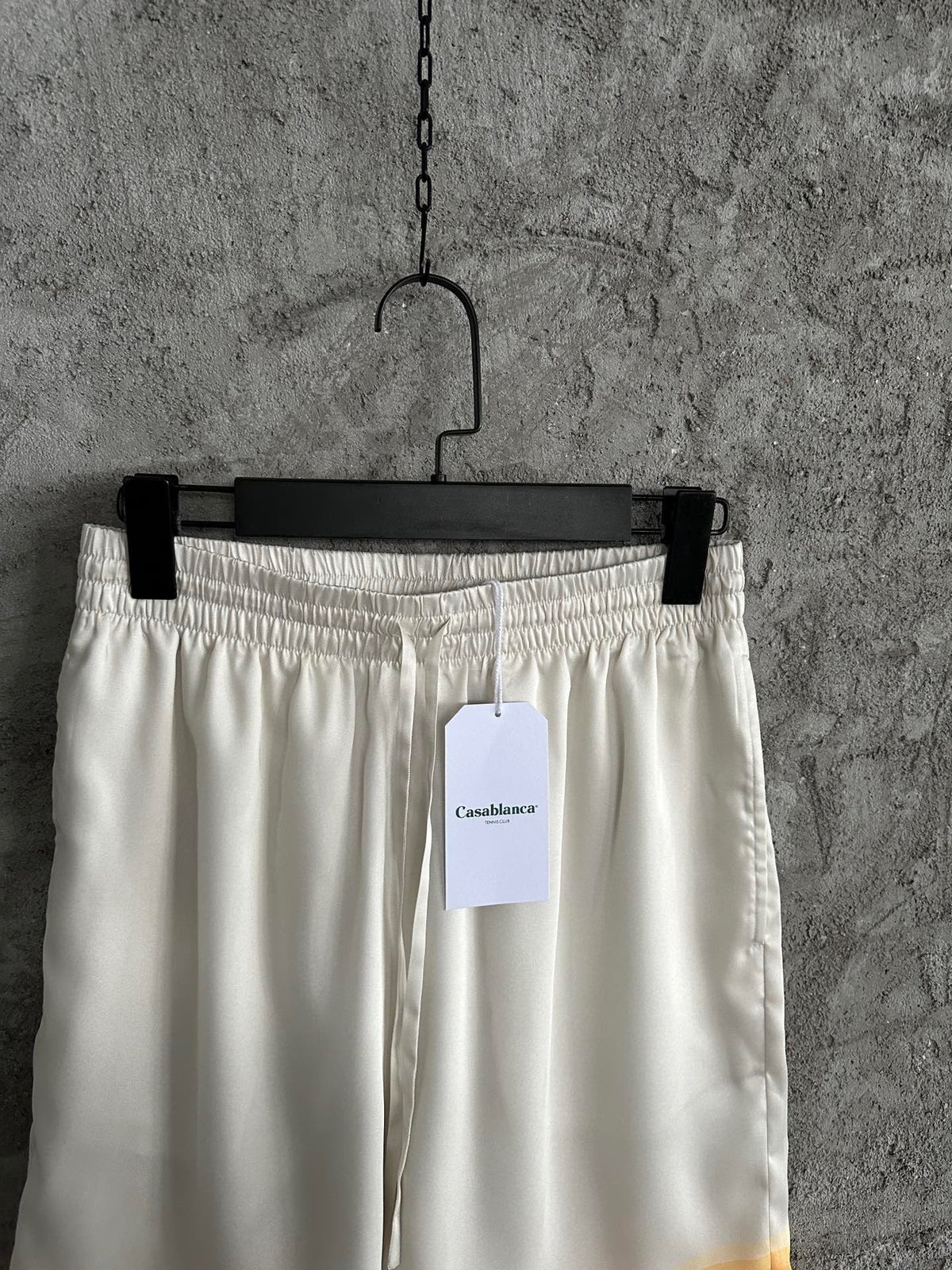 Cream Cotton Gradient Hem Drawstring - Men's