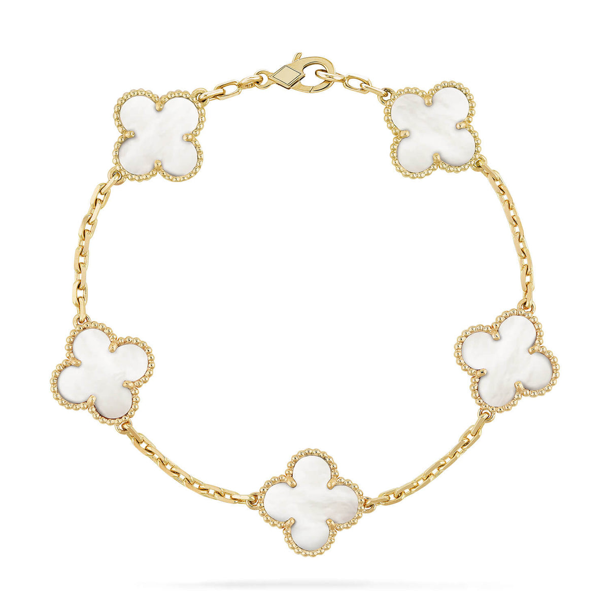 Clover  5 Motif White Mop Bracelet – LUX VERSE Luxury Designer Fashion Outlet
