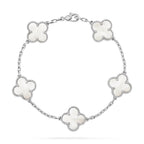 Clover 5 Motif White Fritillary Bracelet Silver – LUX VERSE Luxury Designer Fashion Outlet