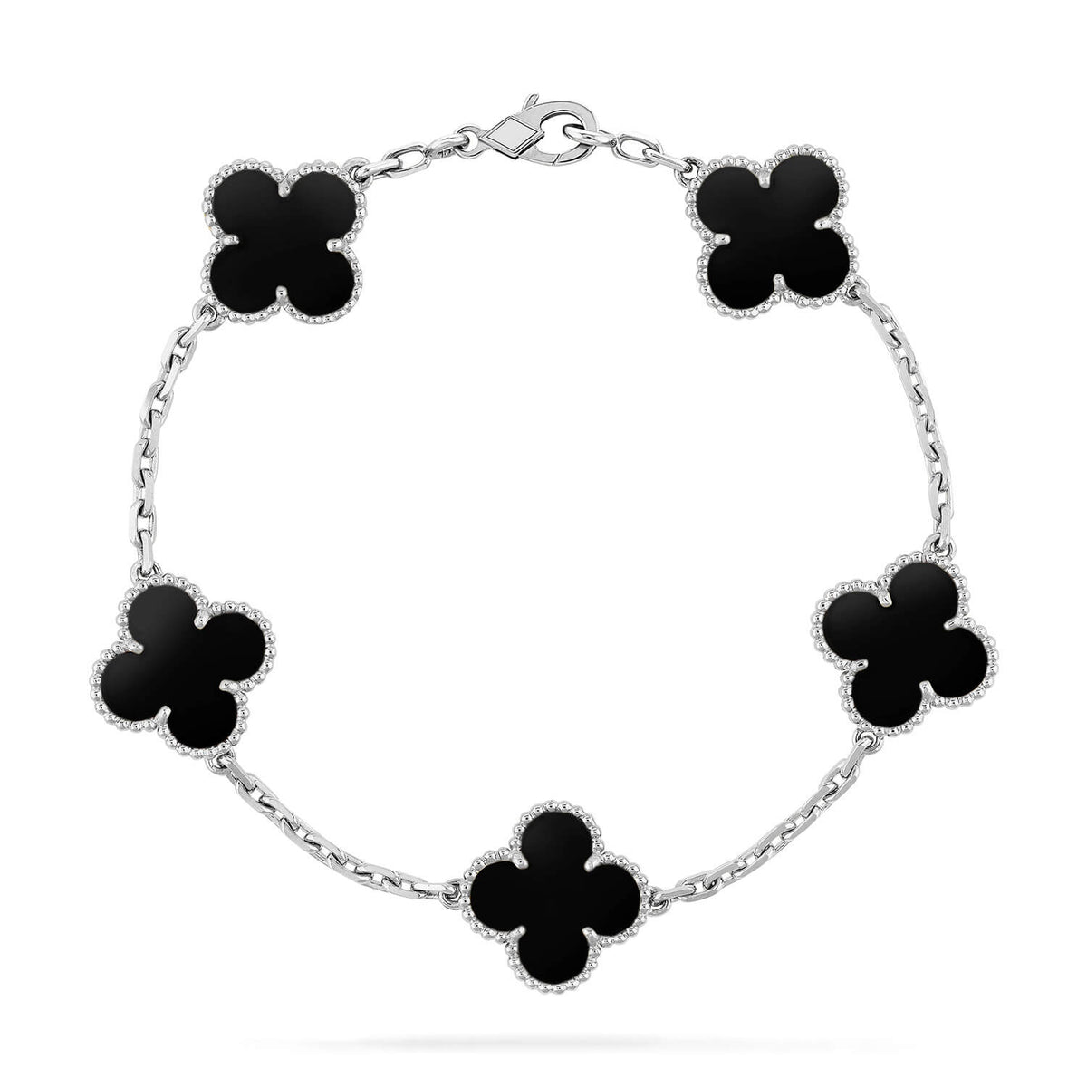 Clover 5 Motif Onyxs  Bracelet Silver – LUX VERSE Luxury Designer Fashion Outlet