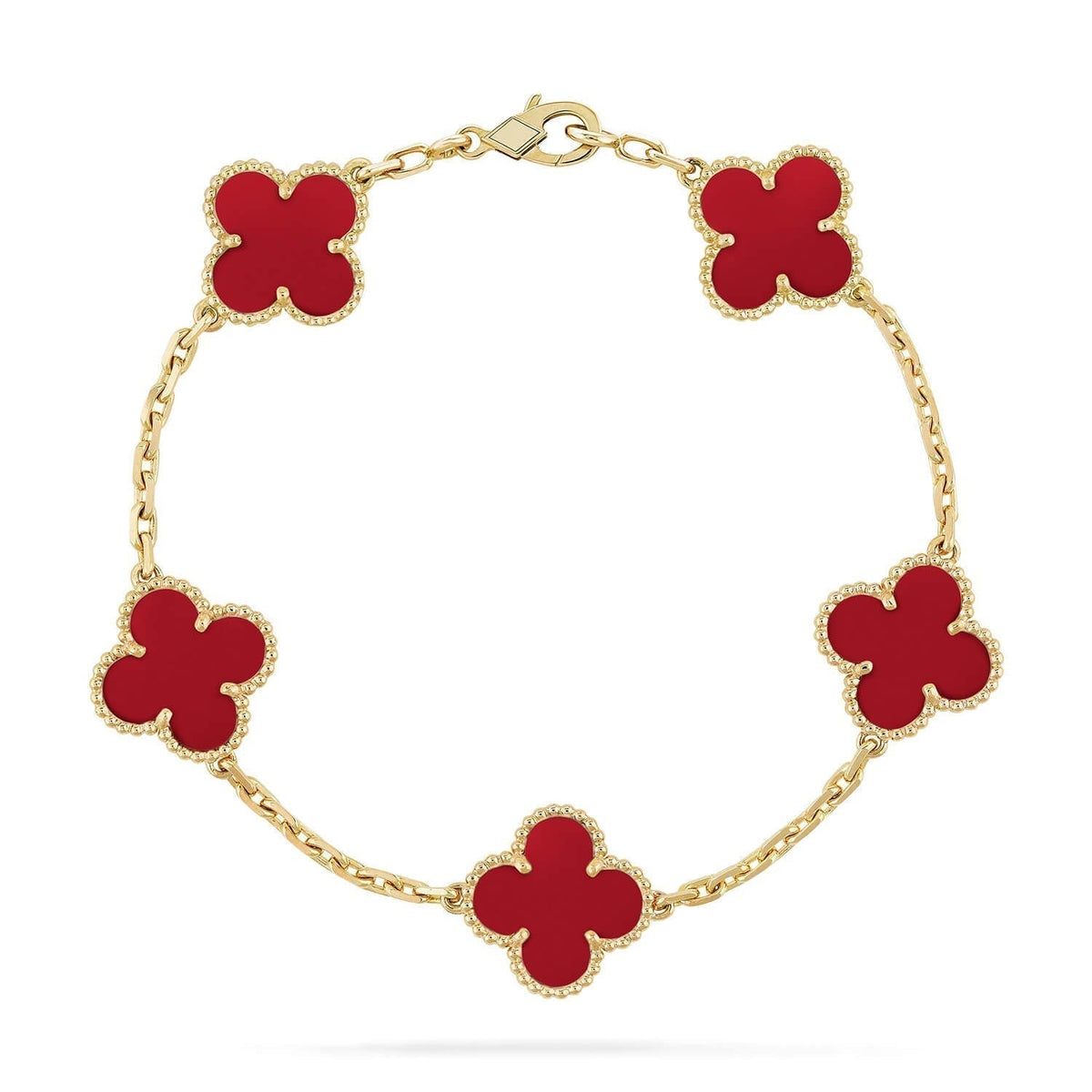 Clover 5 Motifs Red Agate  Bracelet – LUX VERSE Luxury Designer Fashion Outlet
