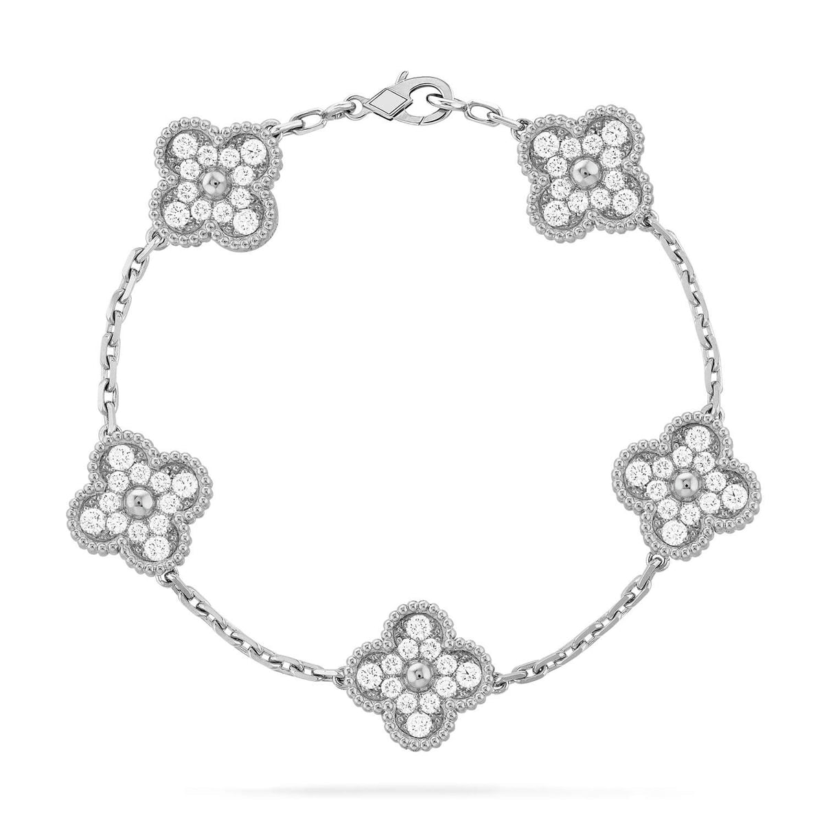 Clover 5 Motifs  Diamond Bracelet Silver – LUX VERSE Luxury Designer Fashion Outlet