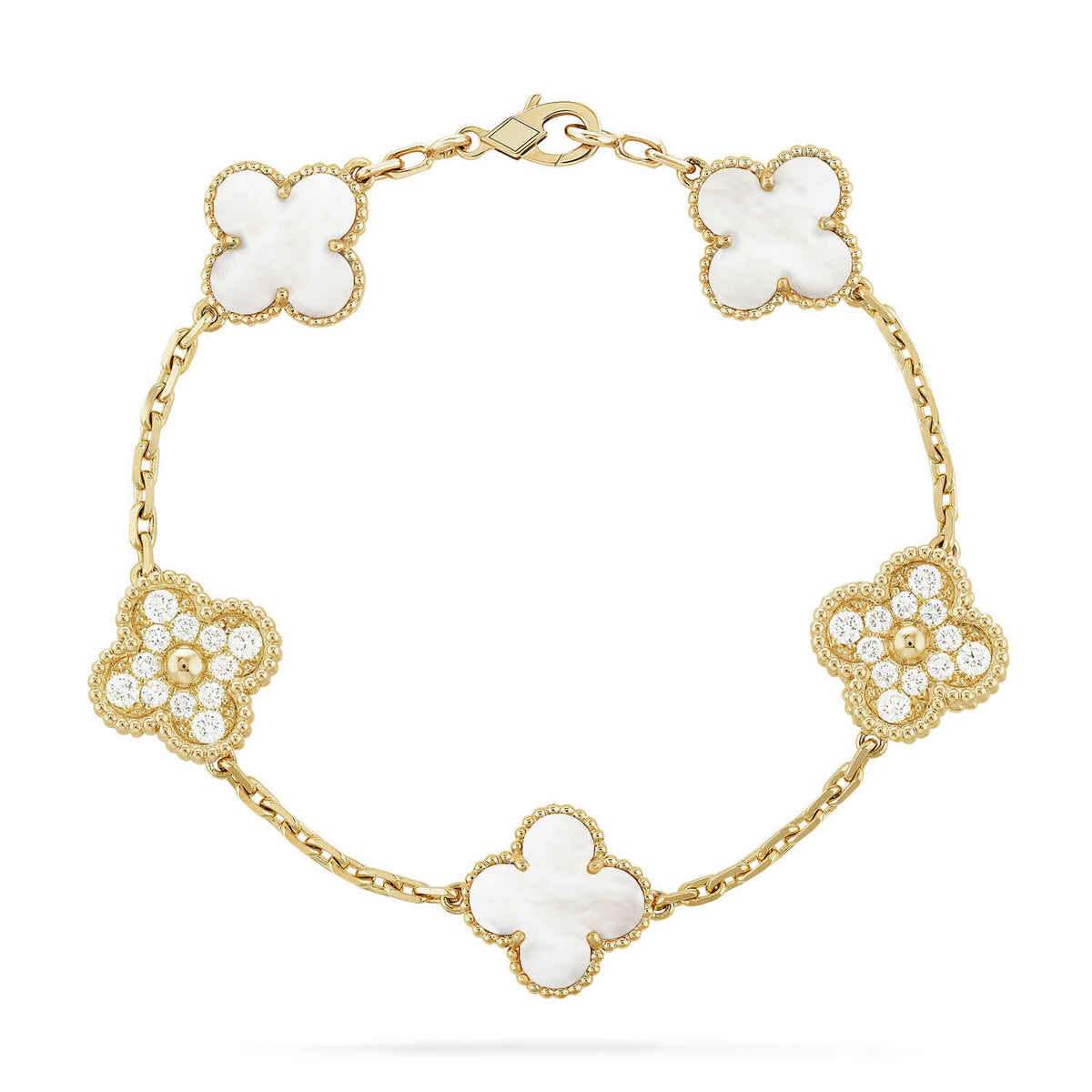 Clover 5 Motif White Mop Diamond Bracelet – LUX VERSE Luxury Designer Fashion Outlet