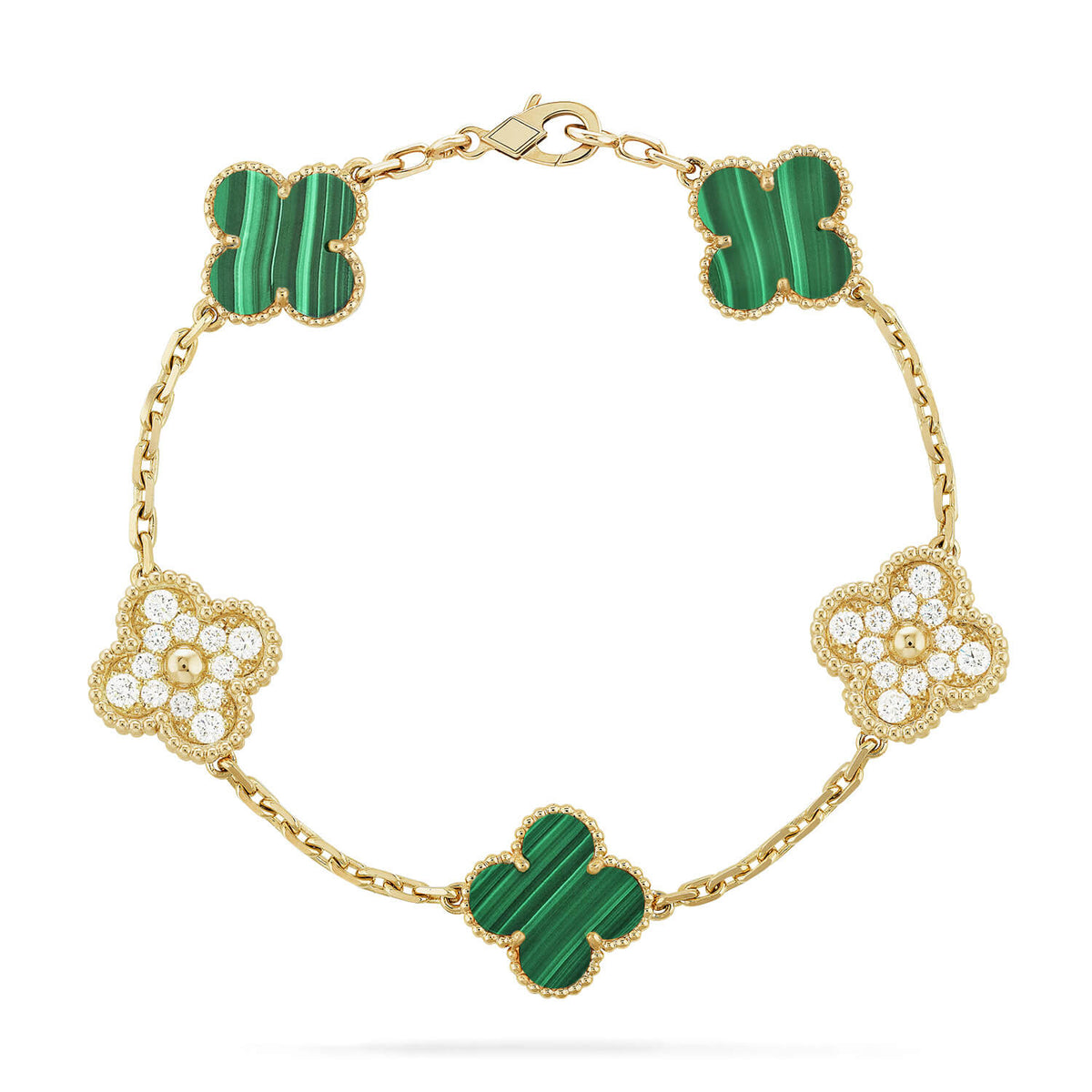 Clover  5 Motif Malachite Diamond Bracelet – LUX VERSE Luxury Designer Fashion Outlet