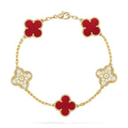 Clover 5 Motifs Carnelian Diamond Bracelet – LUX VERSE Luxury Designer Fashion Outlet