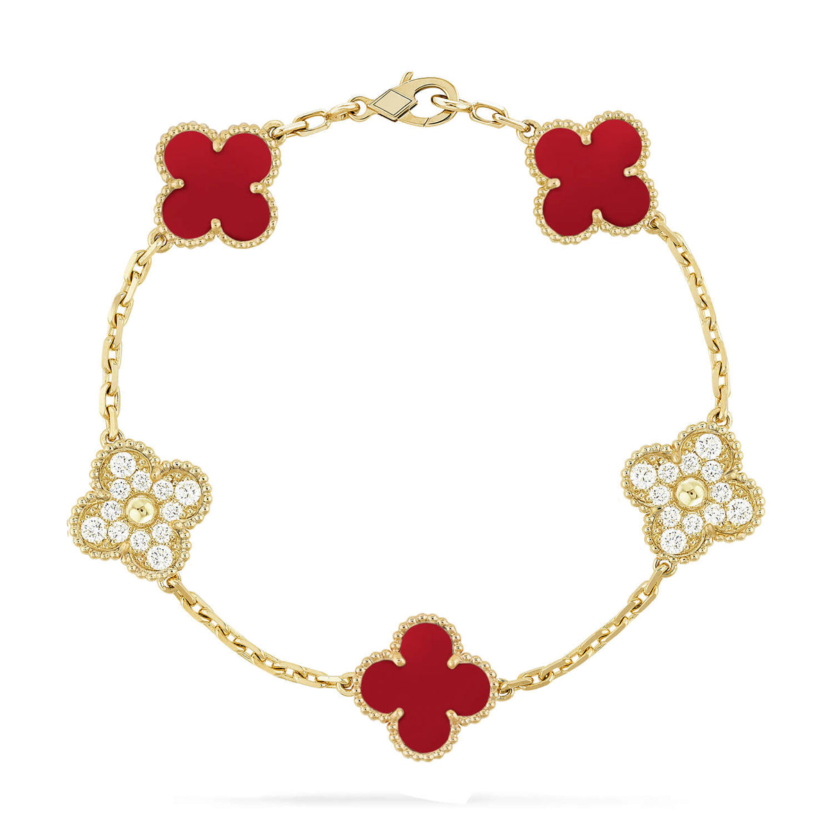 Clover 5 Motifs Carnelian Diamond Bracelet – LUX VERSE Luxury Designer Fashion Outlet