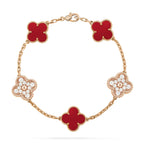 Clover 5 Motifs Carnelian Diamond Bracelet – LUX VERSE Luxury Designer Fashion Outlet