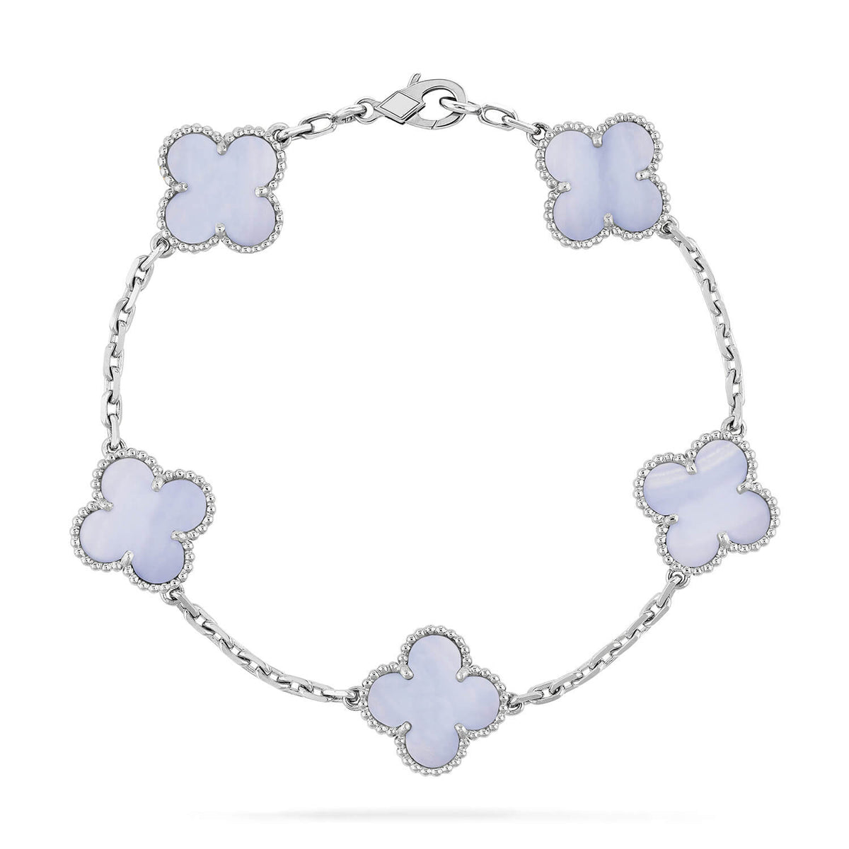 Clover  5 Motif Purple Chalcedony Bracelet Silver – LUX VERSE Luxury Designer Fashion Outlet