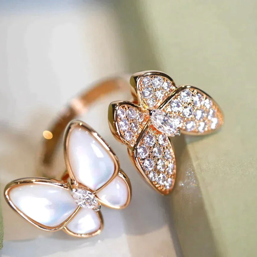 Twin Butterfly Diamond Mop Ring – LUX VERSE Luxury Designer Fashion Outlet