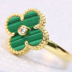 Clover Malachite Ring Gold Diamond – LUX VERSE Luxury Designer Fashion Outlet