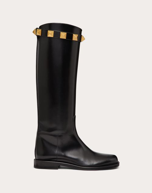 Calfskin Leather Roman Stud Boot 15mm – roman Stud boot in calfskin- Maxi studs 18x18 mm / 0.7x0.7 in. with antique-effect – LUX VERSE Luxury Designer Fashion Outlet