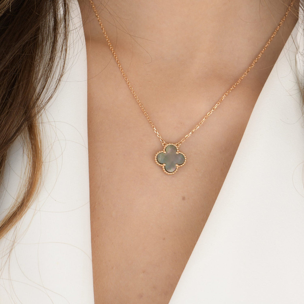 Clover 15mm  Gray Mother of Pearl Necklace – LUX VERSE Luxury Designer Fashion Outlet