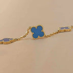 Clover 5 Motifs Blue Agate Bracelet – LUX VERSE Luxury Designer Fashion Outlet