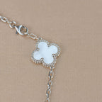 Clover 5 Motif White Fritillary Bracelet Silver – LUX VERSE Luxury Designer Fashion Outlet
