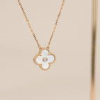 Clover 15mm Diamond White Fritillaria Necklace – LUX VERSE Luxury Designer Fashion Outlet