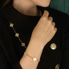Clover  5 Motif White Mop Bracelet – LUX VERSE Luxury Designer Fashion Outlet
