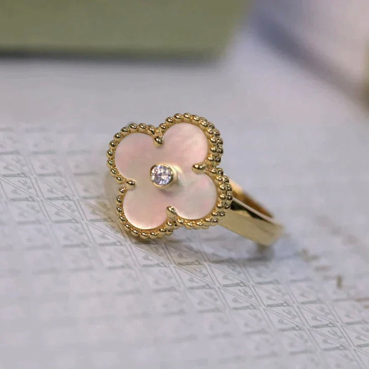 Clover Pink Mop Ring Gold Diamond – LUX VERSE Luxury Designer Fashion Outlet